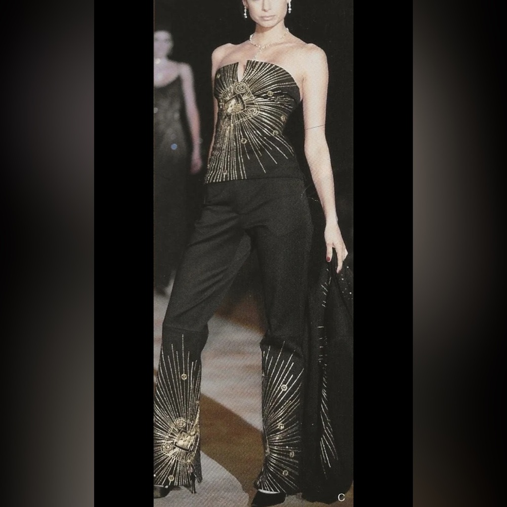 VINTAGE St. John by Marie Gray Swarovski Crystal Black Pants Runway Designer